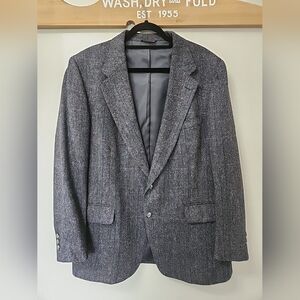 Vintage Cricketeer 44R Wool Herringbone Blazer Sport Coat Gray Brown Tweed USA